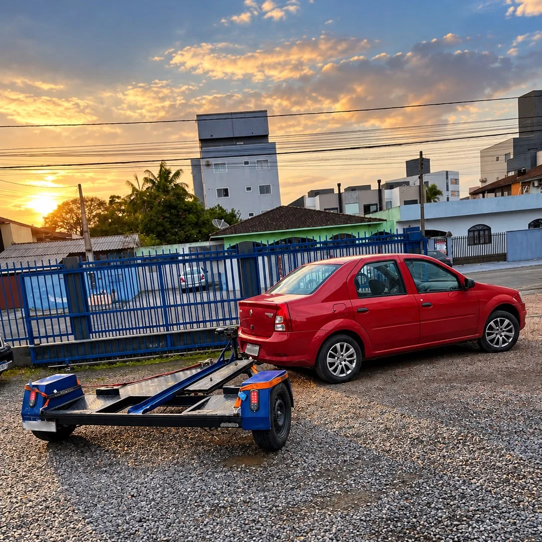 Carro vermelho da Prime Serviços e Reboques